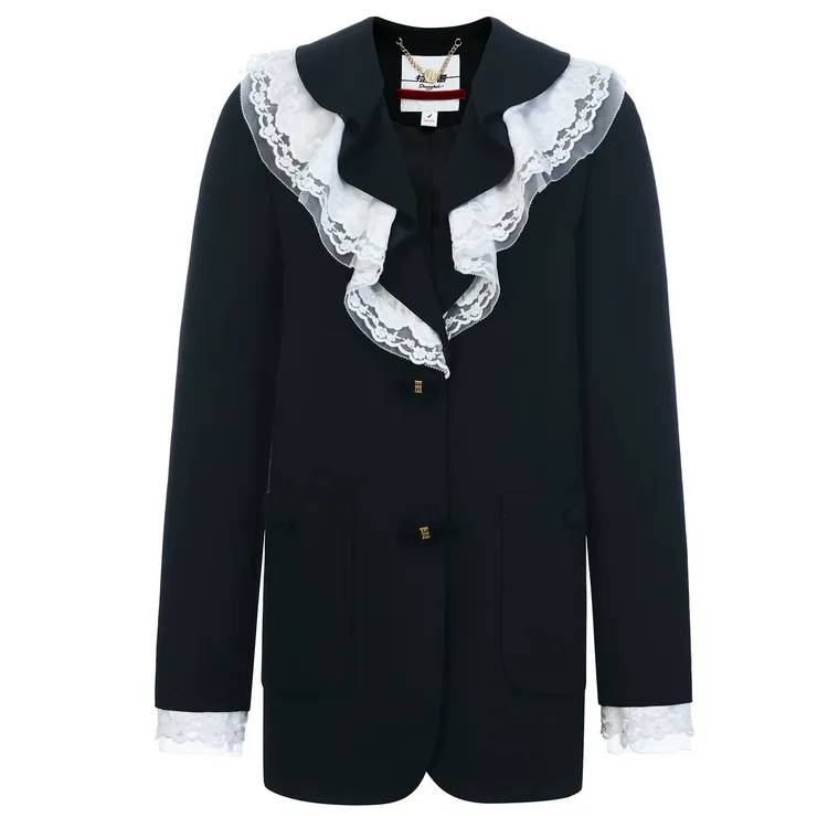 LeFame/拉飞姆2026早春洛可可荷叶领羊毛中长外套LF26C21SC160