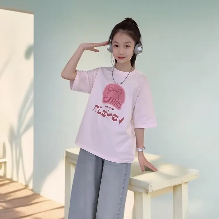 女童装夏季休闲短袖套装2025新款中大童儿童女孩夏装洋气薄款长裤