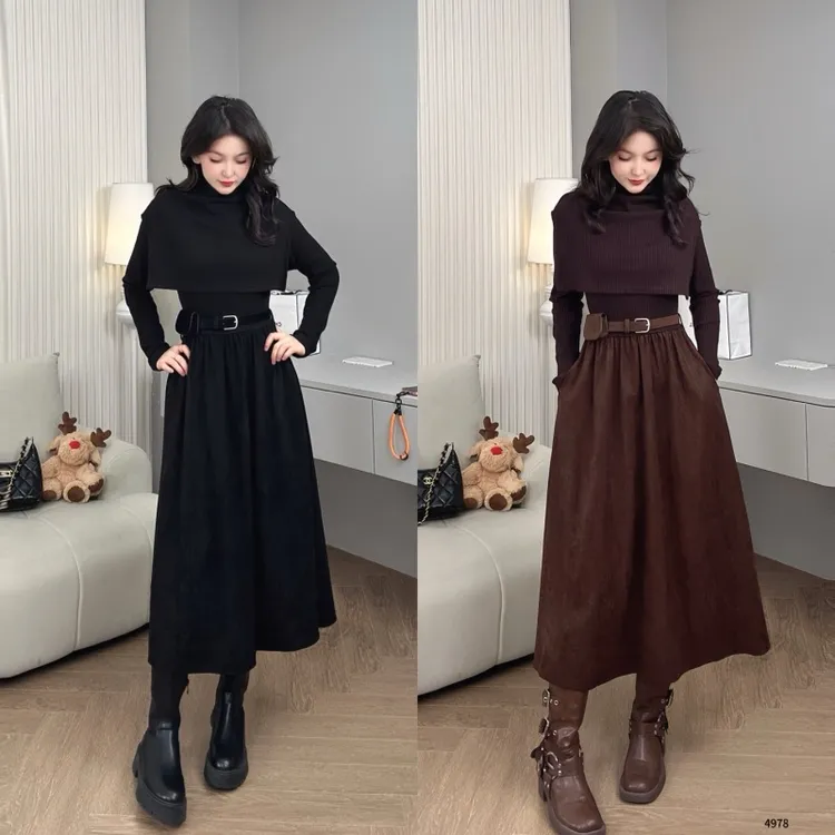 Saeda品牌女装韩系复古两件套套装YF4978