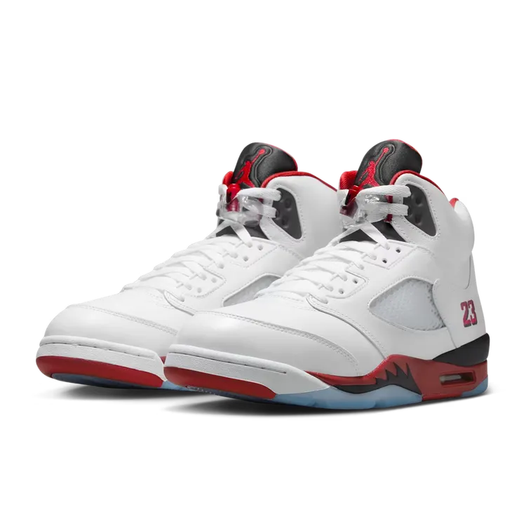 NIKE Air Jordan 5 Retro 休闲百搭 高帮篮球鞋 白红 HQ7978-101