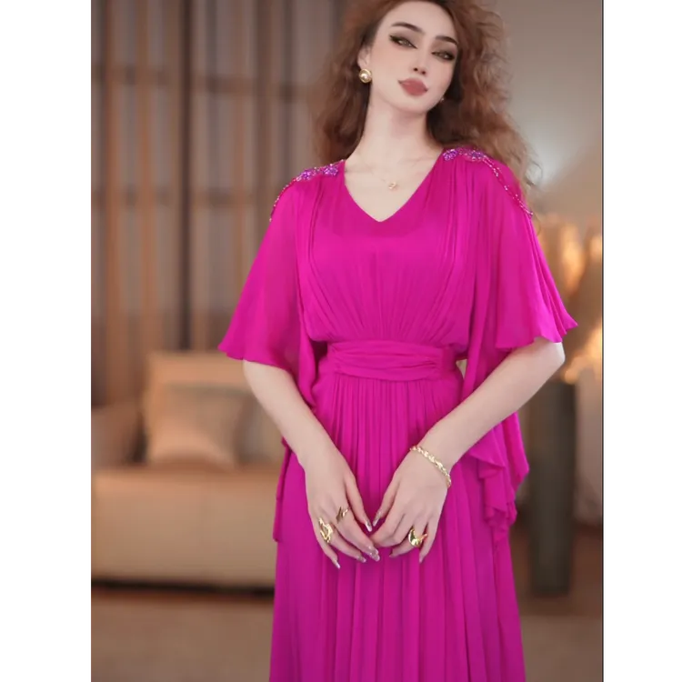 【爱妃】醉红颜 法式高级气质设计师时尚减龄连衣裙-YL30104