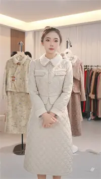 Y1691时尚加厚保暖礼服裙2025冬季新款修身假俩件裙子