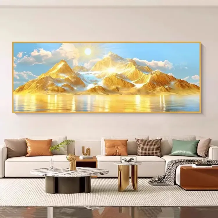 日照金山客厅装饰画极简家居挂画背景墙画现代办公室壁画背靠金山