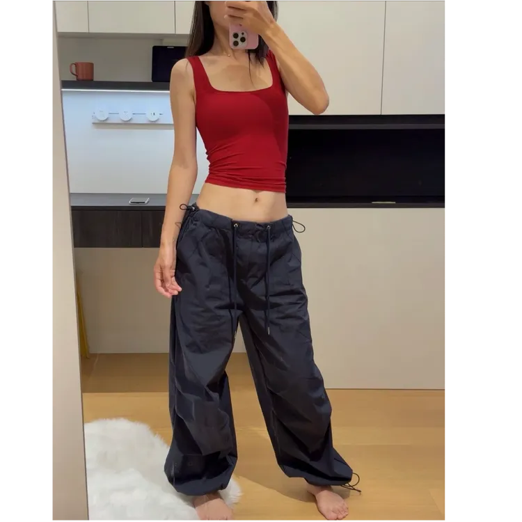 李琴琴Lily·美式复古松紧带辣妹宽松低腰工装裤夏季伞兵裤