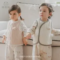 乖奇熊男女宝宝夹丝马甲秋冬季蓄热保暖婴幼儿马夹坎肩外套抑菌