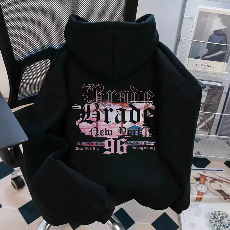 重磅加绒加厚连帽卫衣美式慵懒小众新款潮牌秋冬长袖男女宽松外套