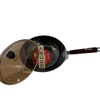 （高端品质）金嫂子-30cm真实惠不绣炒锅=--黑色带盖子