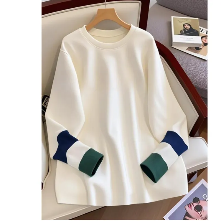 2025鲨鱼裤专用上衣加绒白色内搭秋冬遮臀长袖t恤打底衫女款爆款