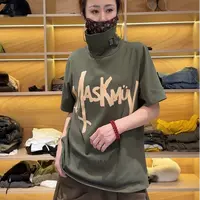 26939秋季新品简约百搭气质复合拉绒中高领短袖上衣