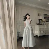 【现货】LUOLUOZ【行云流水】气质绝美领口蕾丝花边长款连衣裙JF830