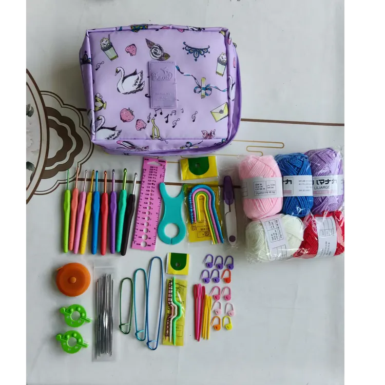 初学者钩针全套跨境爆款新手编织工具毛线团勾针材料包手工工具