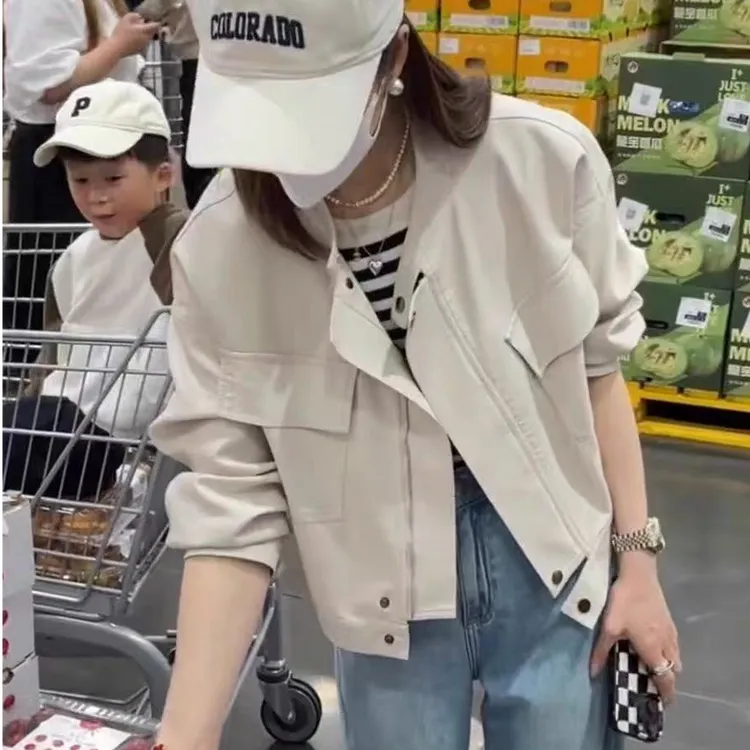 短款皮衣女外套皮夹克女秋季薄款立领拉链复古港风街头风百搭休闲