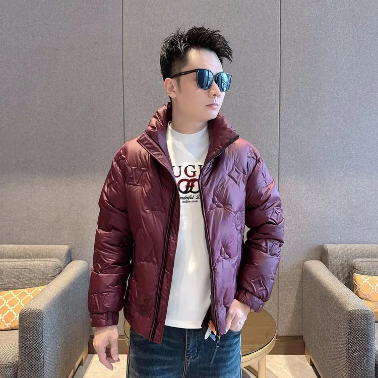 2025男士短款轻奢老钱慵懒风羽绒服简欧高品质免烫保暖字母压花