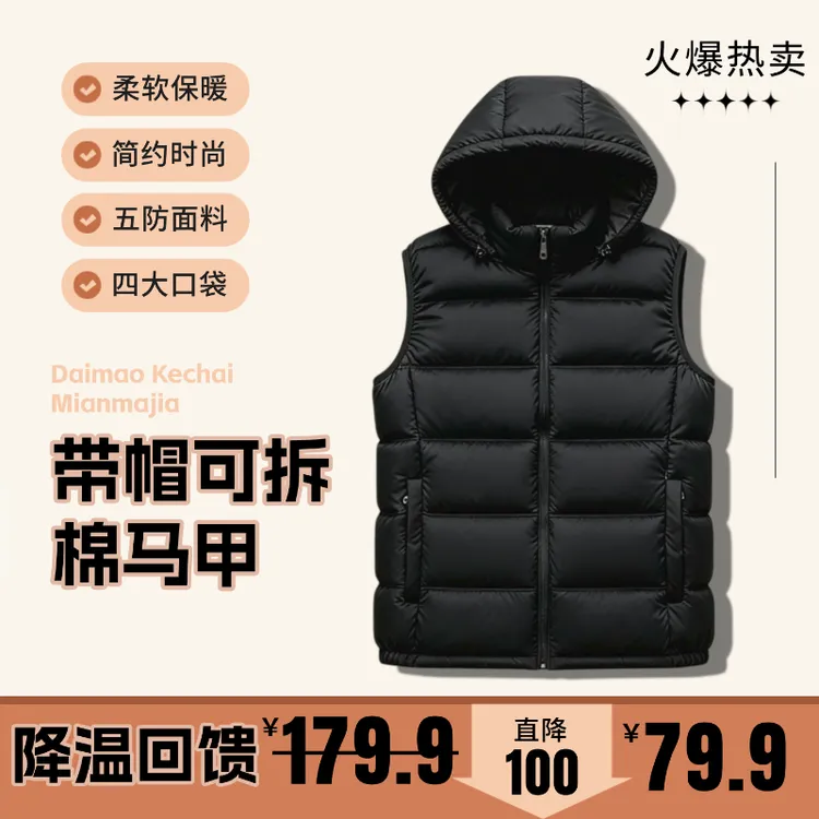 男女同款加厚外套 冬季新款大气保暖 马甲秋冬厚外套户外神器