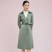 【晨粉专享价】高级简约醋酸双排扣通勤长款风衣外套女