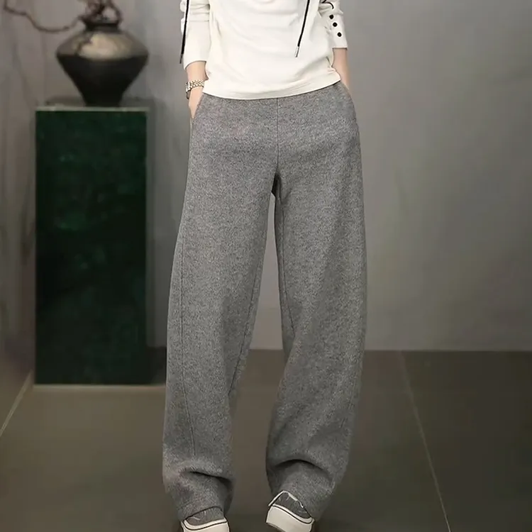 溶溶【贝壳裤】RONGRONG 精选绵羊毛混纺舒适保暖针织休闲裤10019