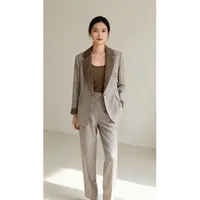 新款高端撞色字母刺绣修身外套内衬西服裤气质三件套TA211