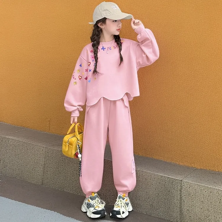 D女童秋装套装2025新款洋气儿童运动服中大童女孩春秋季卫衣两件