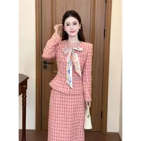 LiLi李李家【瑞拉千金】韩系小香风千金感粉色套装两件套XMZH9397