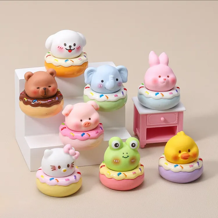 【实色动物园甜甜圈萌粒】网红潮玩DIY桌面车载摆件