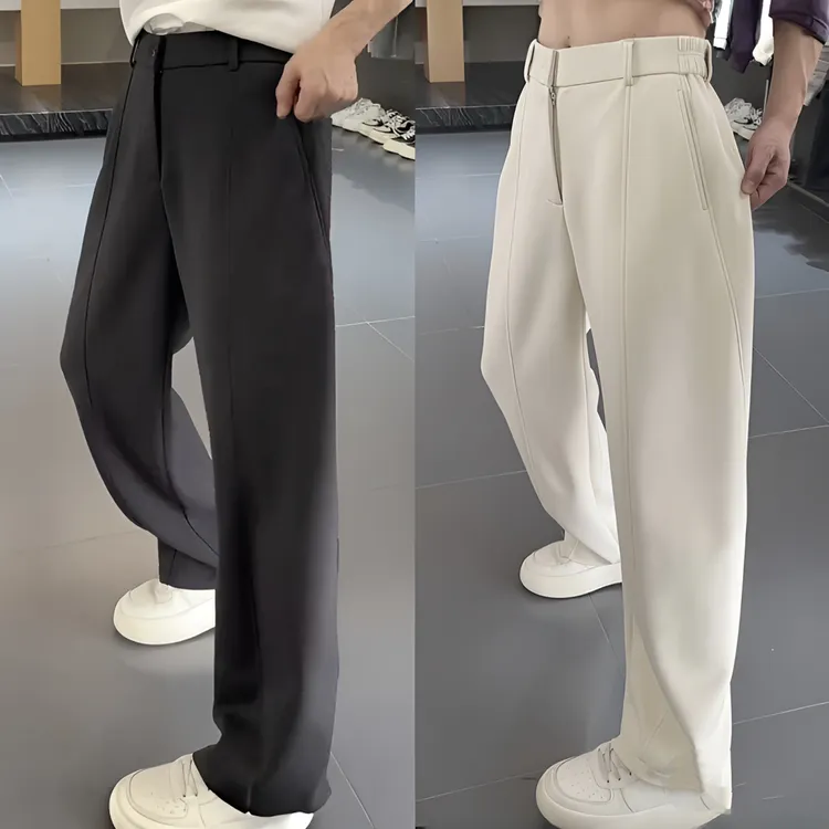 秋季上新莫代尔垂感直筒休闲裤男士简约宽松显瘦弹力百搭阔腿长裤