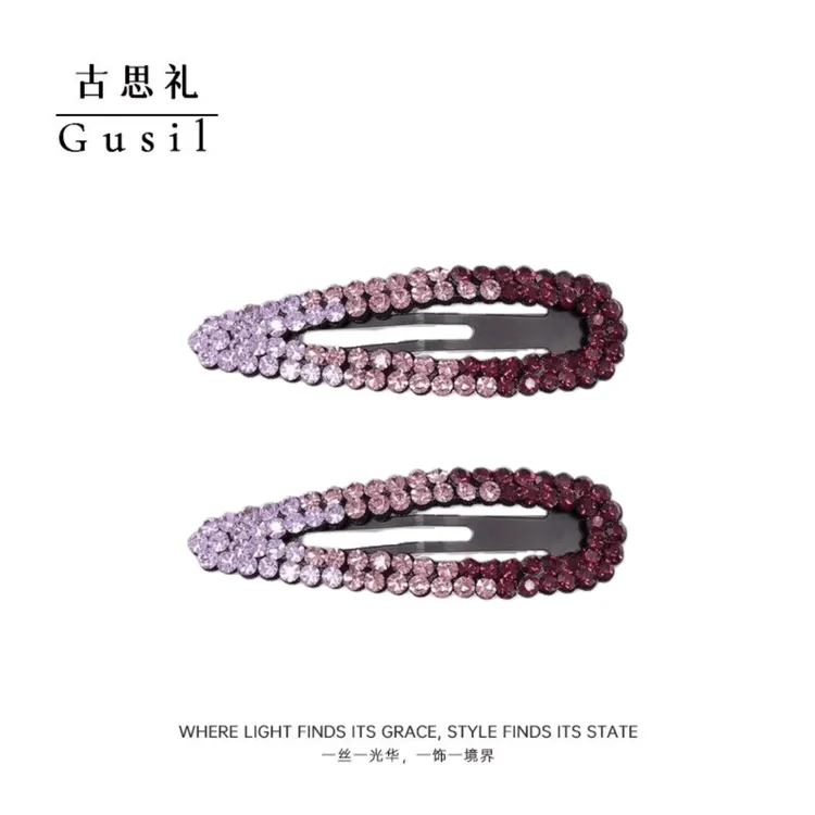 古思礼韩版水滴形捷克钻掰掰夹镂空边夹GS8580