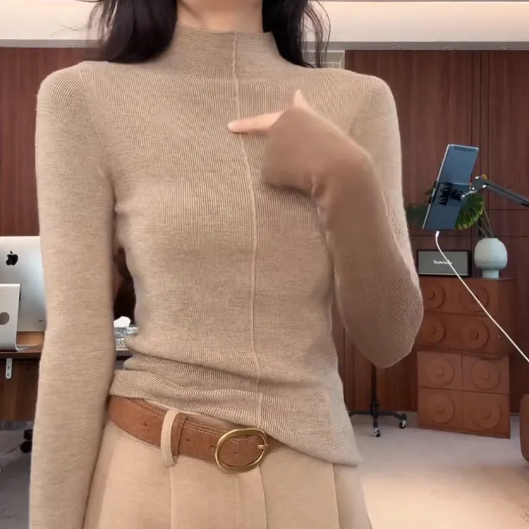 2025秋冬韩系新款百搭显瘦修身设计感针织上衣LK2508072