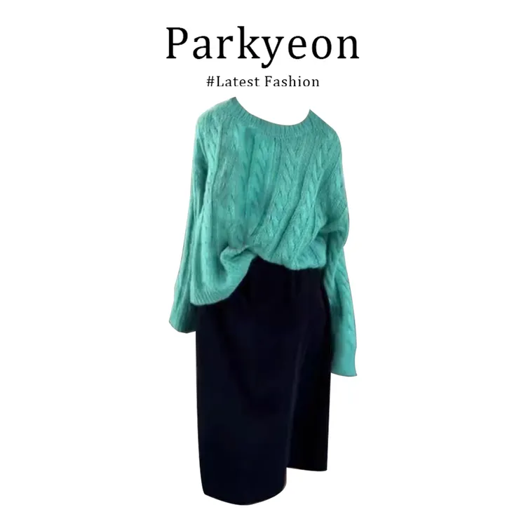 parkyeon韩系ins风多巴胺套装秋季慵懒风针织毛衣女百搭半身裙