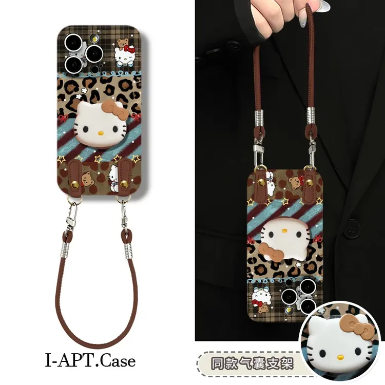 拼纹KT支架挂绳适用苹果17/16华为oppo小米vivo菲林壳