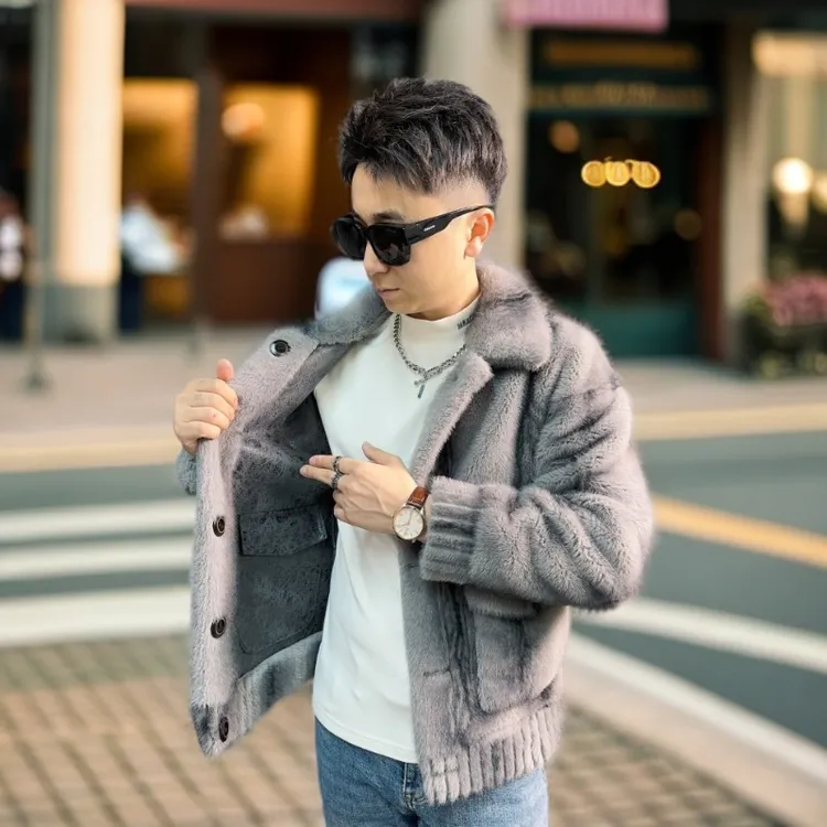 海宁源头高端男士休闲秋冬季新款时尚保暖立翻领加厚两面夹克外套