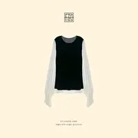 OYBN欧阳贝妮【贵气姐姐】微胖大码气质丝绒灯笼袖衬衫上衣5928