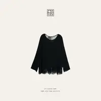 OYBN欧阳贝妮【匆匆那年】微胖大码蕾丝拼接不规则衬衫上衣1814