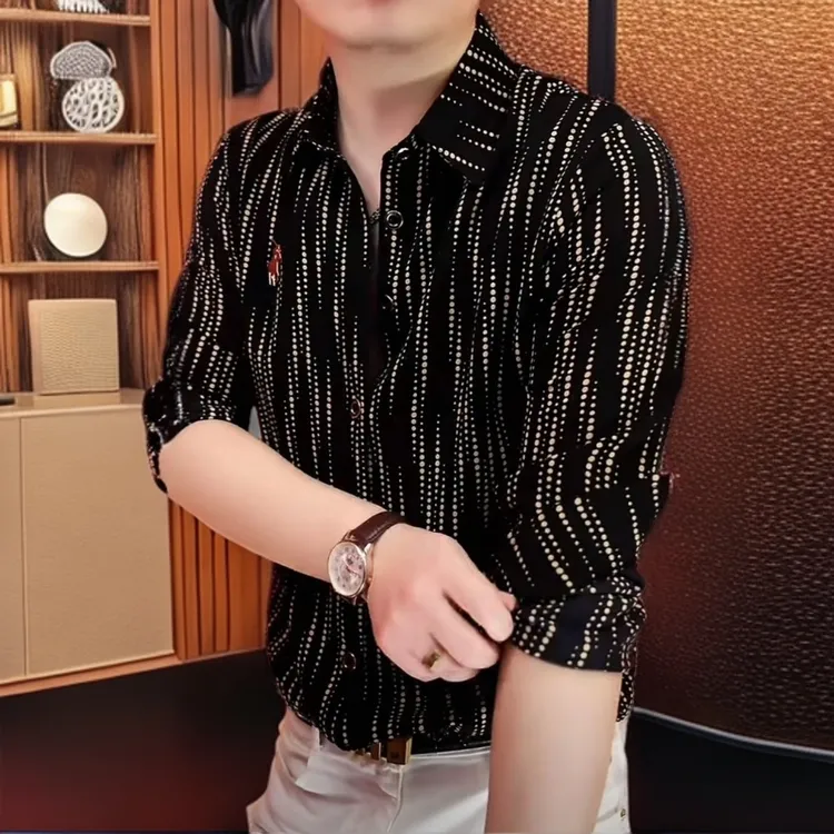 黑金骑士2025秋季新款衬衫男士商务百搭上衣职场休闲风帅气轻奢