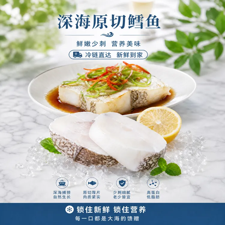 【超大号L级纯野深海鳕鱼中段】新鲜低脂辅食宝宝免洗嫩爽夏天下饭⑼