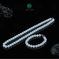 石惑珠宝~和田玉圆珠项链约8mm