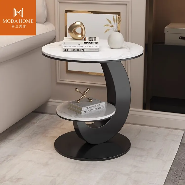 轻奢边几创意沙发边桌圆润小圆桌落地式岩板小茶几出租屋简约茶桌