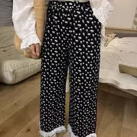2890韩标档口直接甩~春夏日 下摆花边碎花阔腿裤