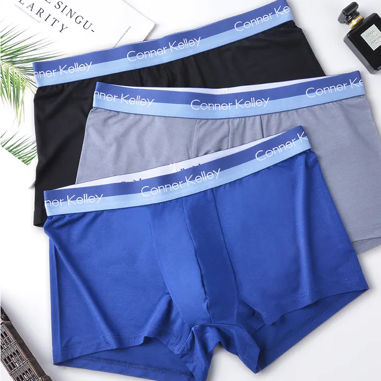 SHENDAI/三条装 50S莫代尔男生四角裤透气吸汗男款平角短裤头内裤