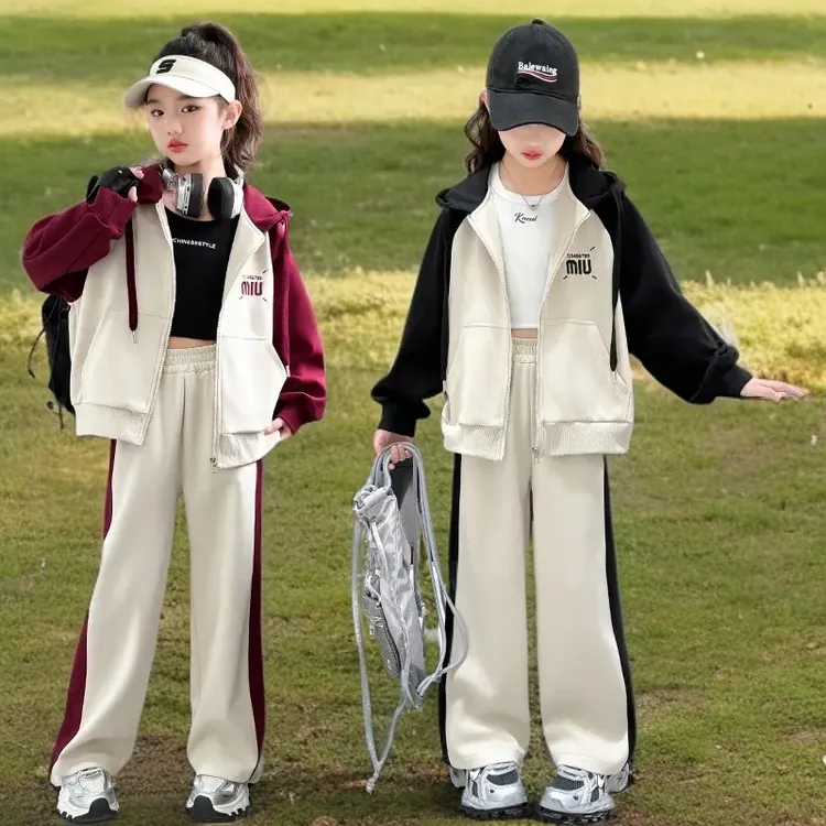 D女童套装秋装运动中大童春秋季2025新款洋气时髦儿童女孩两件套