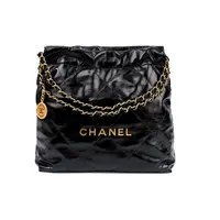 99新 Chanel/香奈儿 22Bag金标托特包购物袋子母包