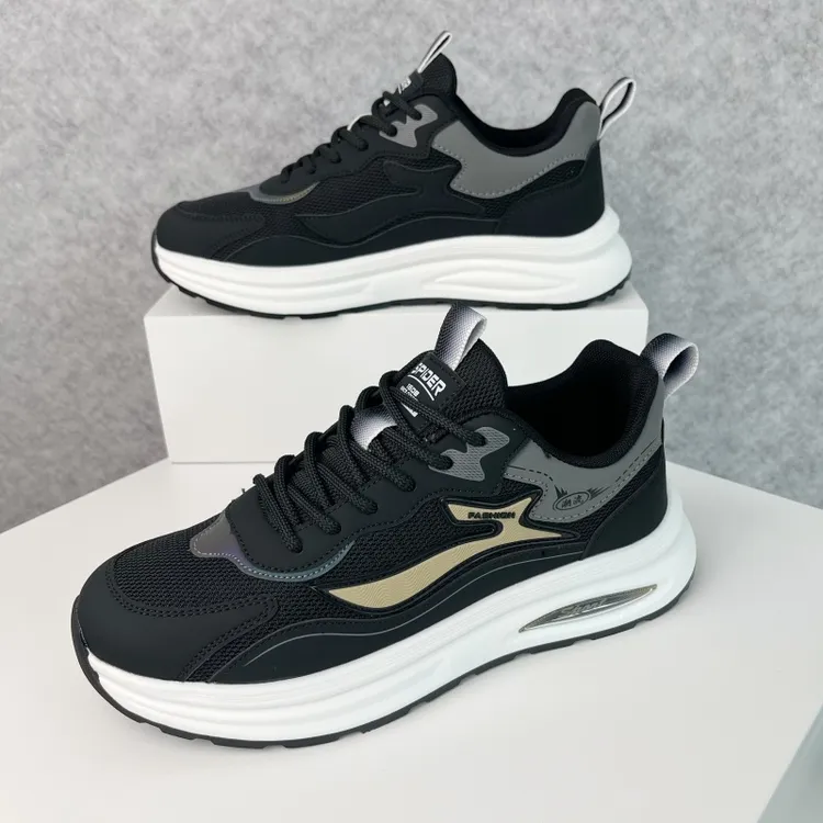 2025夏款透网男士休闲阿甘鞋轻便时尚潮流百搭防滑厚底男款跑步鞋