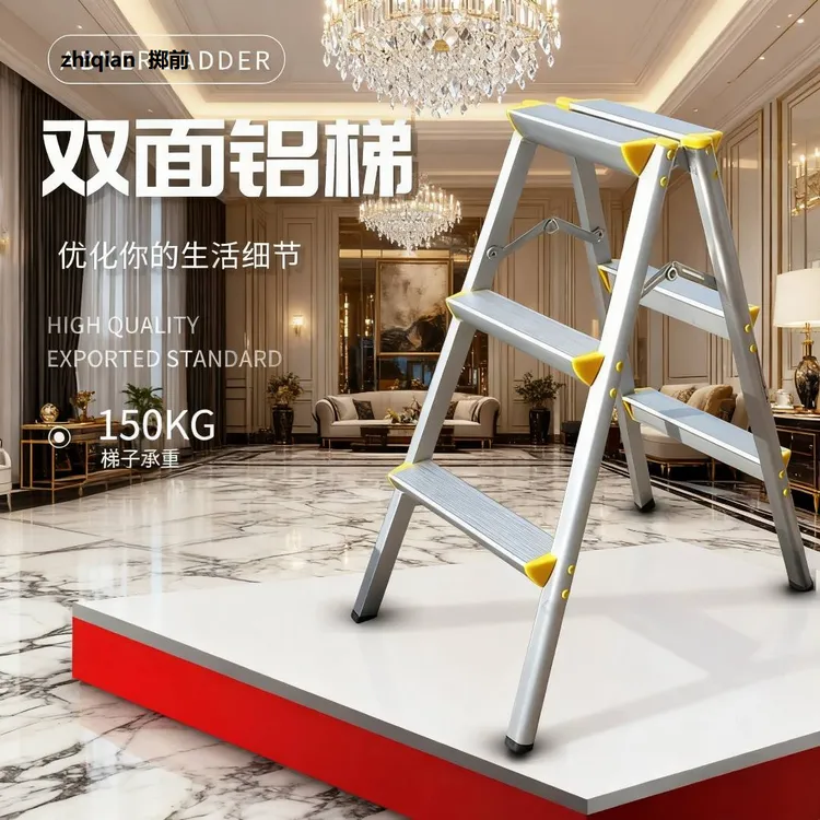 家用加厚铝合金双面轻便便携人字户外摄影整理梯子凳子两用
