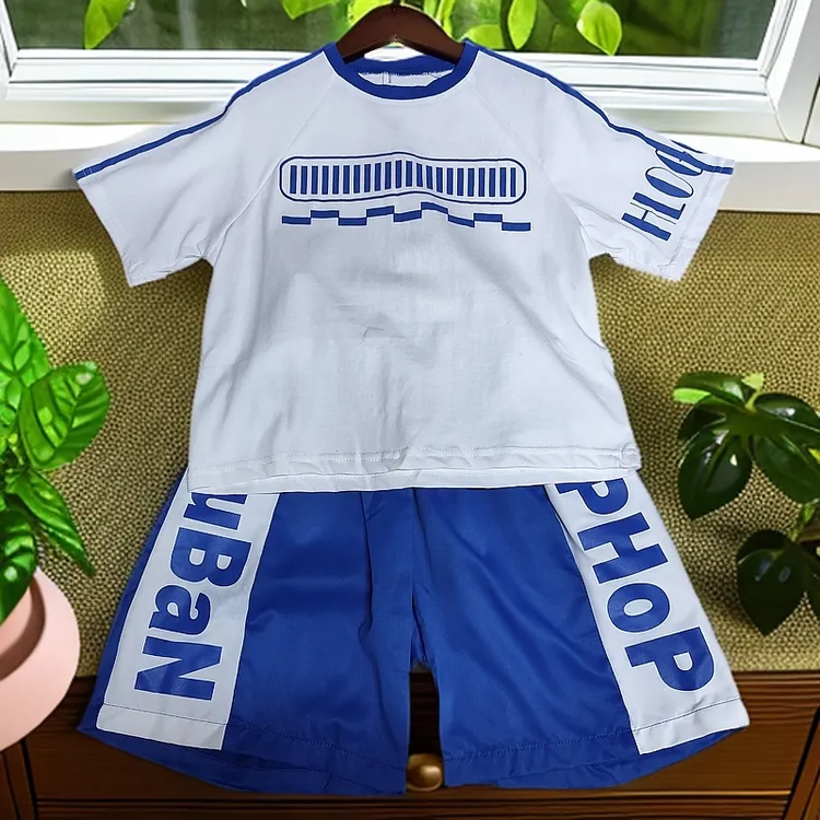 F1中蓝白男童夏款套装