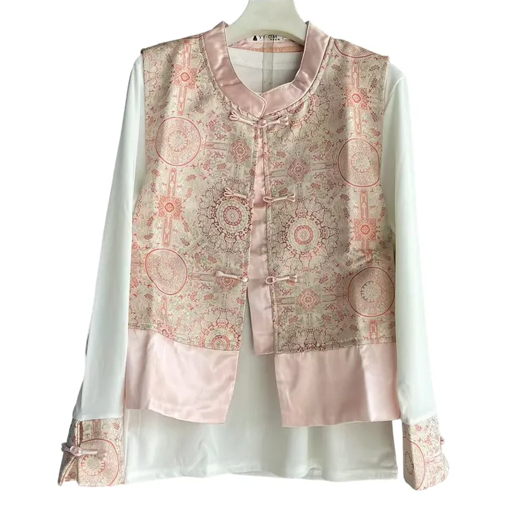 大码女装马甲衬衫两件套