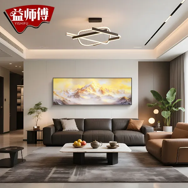 日照金山客厅砂岩装饰画轻奢大气山水画沙发背景墙挂画金山70200