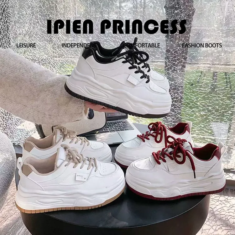 春秋季新品透气网红时尚女鞋潮流女鞋ins百搭休闲厚底增高小白鞋