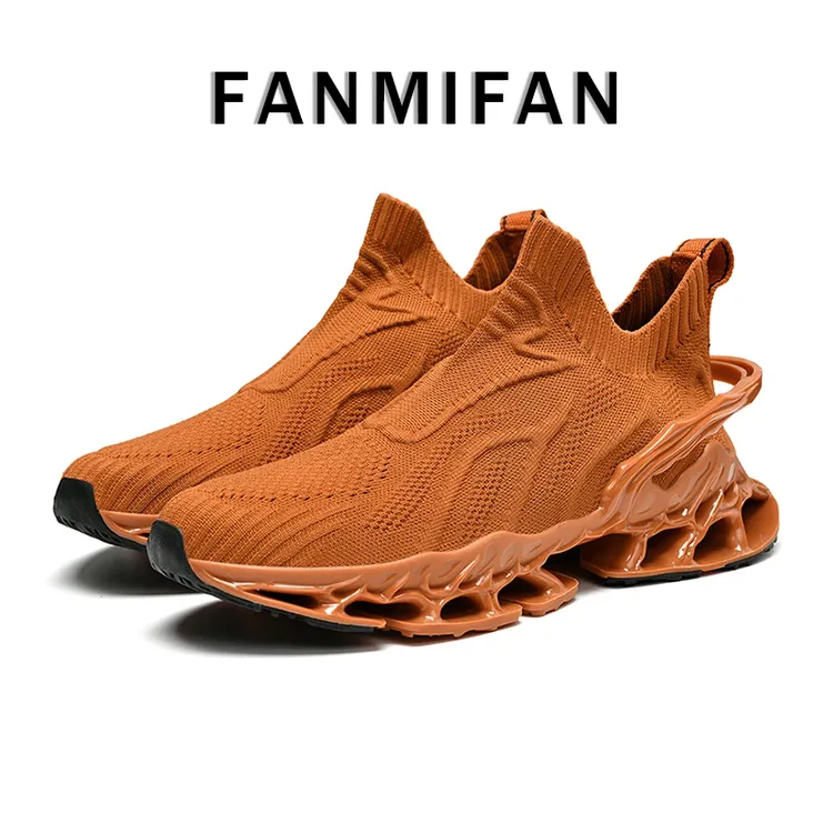 新款高弹飞织内增高运动鞋弹力耐磨鞋底气垫鞋男女跑鞋网布透气鞋