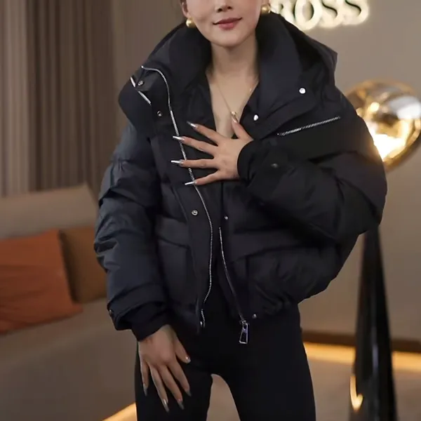 【耿老板6138#P】重工连帽带手套小众设计师款羽绒服小个子穿搭