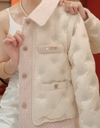SY-2025新款时尚小香毛尼拼接羽绒服