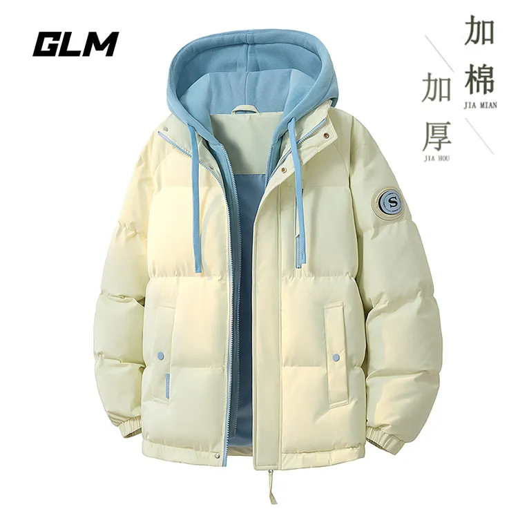 【敖瑞鹏代言】GLM加棉加厚假两件连帽棉服秋冬季男女同款保暖棉衣